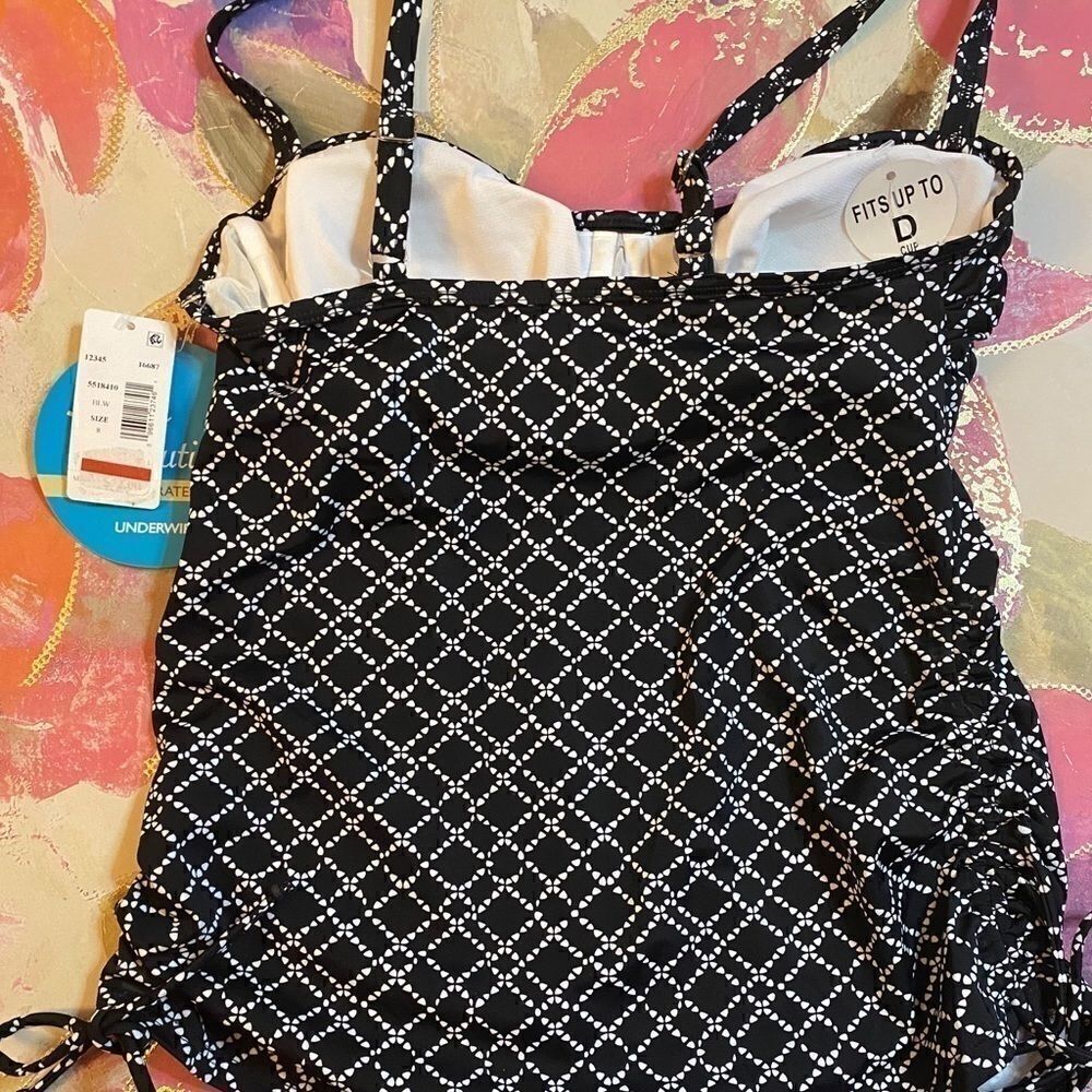 Swim solutions chain print underwire tankini top - Picture 5 of 8